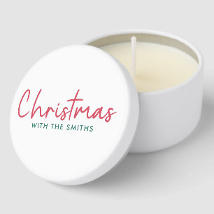 Family Christmas Modern Minimalist Family Name Mini Candle Favors