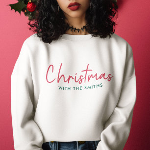 Family Christmas Modern Minimalist Family Name Sweatshirt