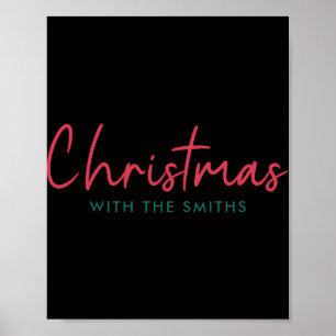 Family Christmas Modern Minimalist Family Name T S Poster