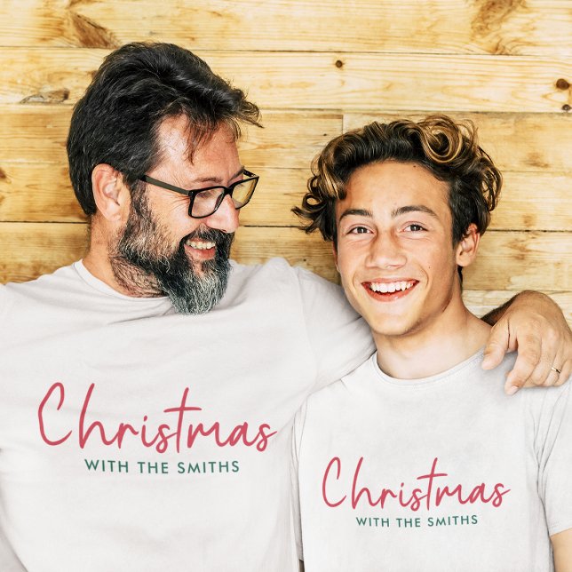 Family Christmas | Modern Minimalist Family Name T-Shirt (Creator Uploaded)