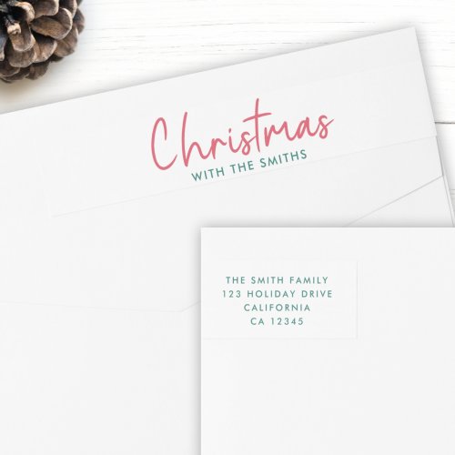 Family Christmas Modern Minimalist Return Address Wrap Around Label