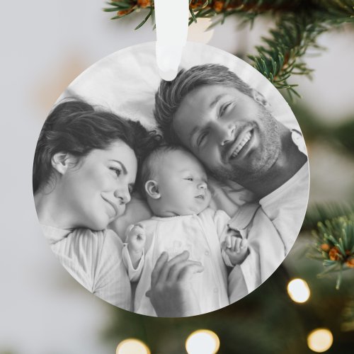 Family Christmas  Modern Turquoise Teal Photo Ornament