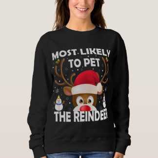 Family Christmas Most Likely To Pet The Reindeer X Sweatshirt