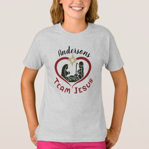 Family Christmas Nativity Scene Team Jesus T_Shirt