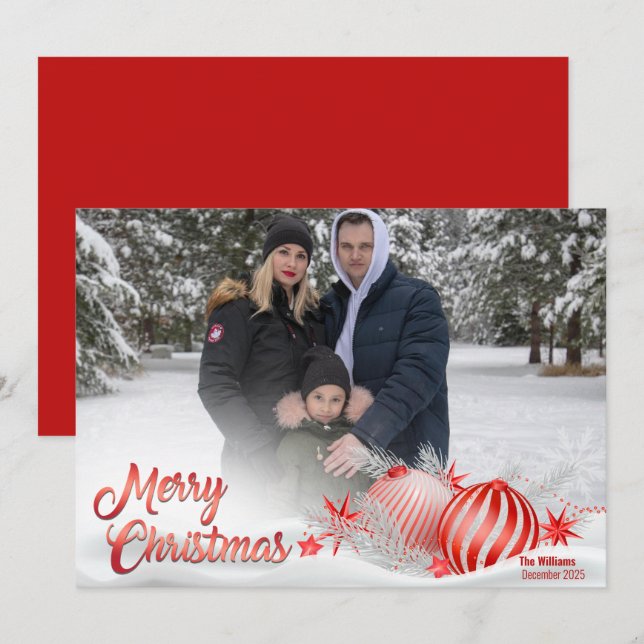 Family Christmas Ornaments Holiday Photo Card (Front/Back)