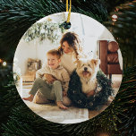 Family Christmas Ornaments with Dog<br><div class="desc">Two Sided Family Photo Christmas Ornaments with Dog</div>