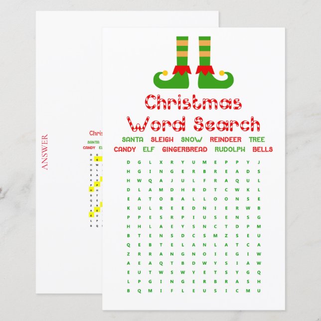Family Christmas Party Game PRINTED (Front/Back)