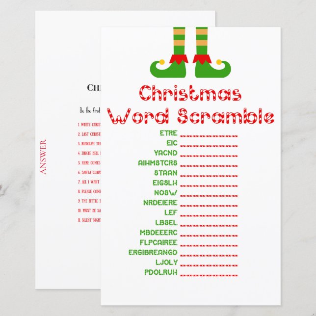 Family Christmas Party Game PRINTED (Front/Back)