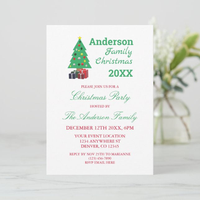 Family Christmas Party Invitation (Standing Front)
