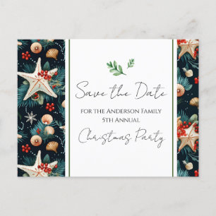 Family Christmas Party Nautical Save the Date Postcard