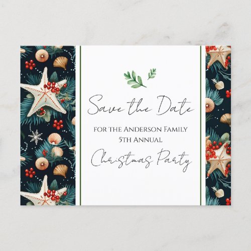 Family Christmas Party Nautical Save the Date Postcard