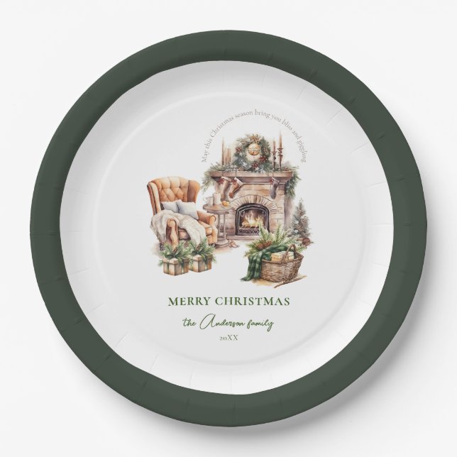 Family Christmas Party Personalized Paper Plates (Front)