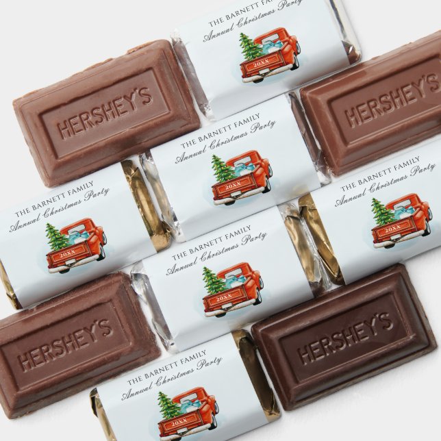 Family Christmas Party Red Truck Custom Hershey's Miniatures (Assorted)