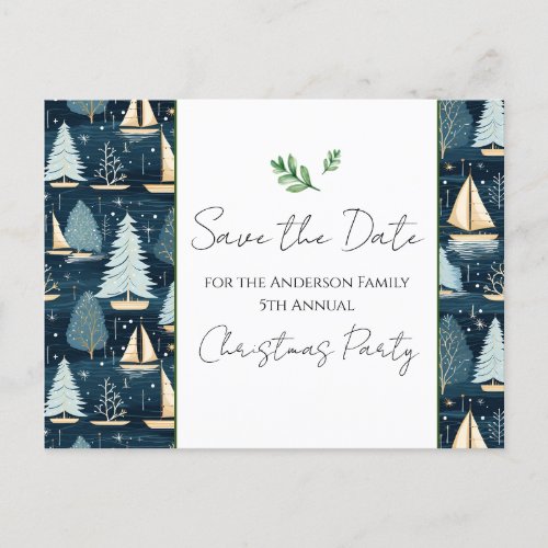 Family Christmas Party Sailboat Save the Date Postcard
