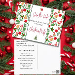 Family Christmas Party Save the Date Holly Berry Postcard<br><div class="desc">Fun Christmas pattern with holly berries design. All text is editable,  adjustable and easy to change with your party details.</div>