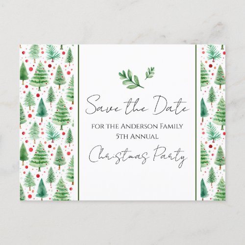 Family Christmas Party Save the Date Tree Postcard