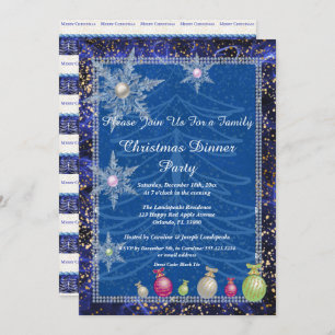 Family Christmas Party White Tree Ice Snowflakes Invitation