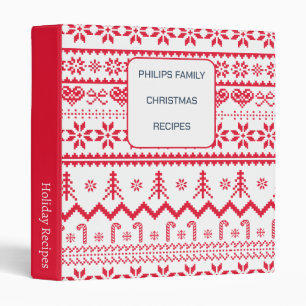 Family Christmas Personalized Holiday Cooking 3 Ring Binder
