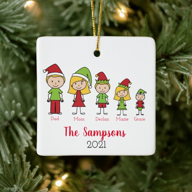 Family Christmas Personalized Name Ceramic Ornamen Ceramic Ornament (Tree)