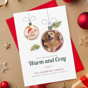 Family Christmas Pet Photo Collage Modern Holiday Card