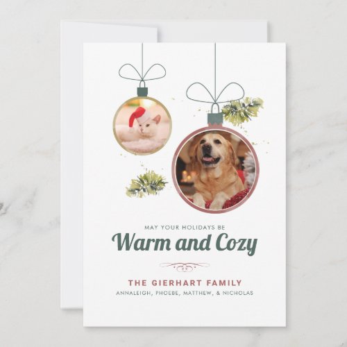 Family Christmas Pet Photo Collage Modern Holiday Card