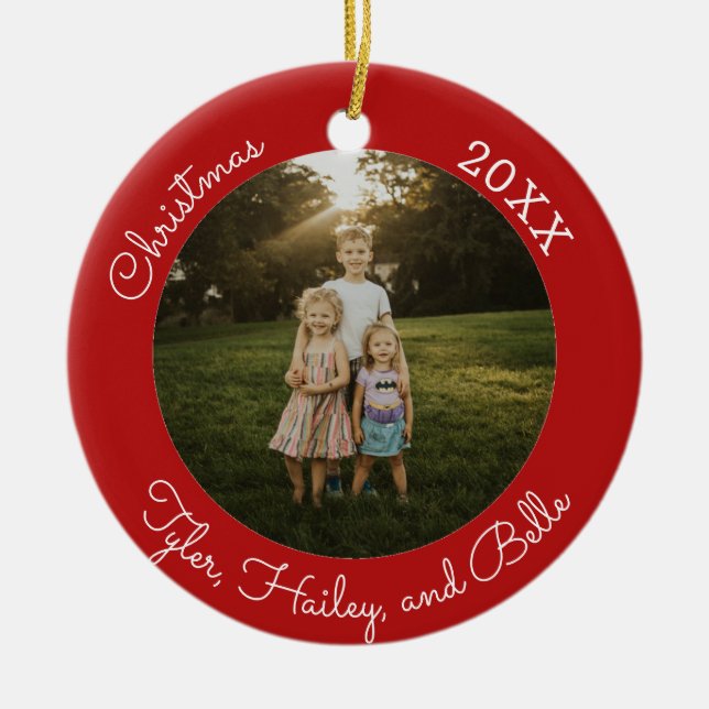 Family Christmas Photo Annual Ornament (Front)