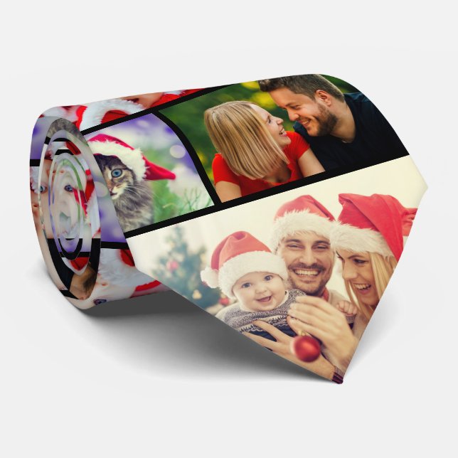 Family Christmas Photo Collage Reunion Neck Tie (Rolled)