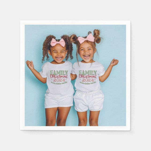 Family Christmas Photo Holiday Napkins (Front)