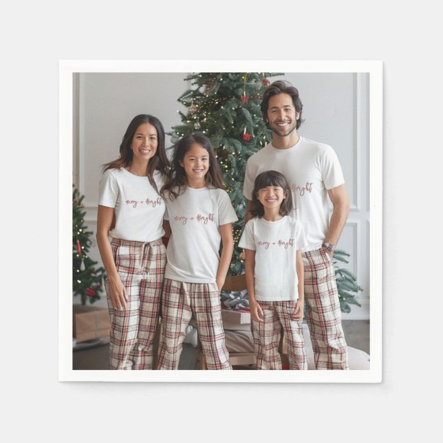 Family Christmas Photo Holiday Napkins (Front)
