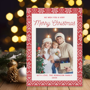 Family Christmas photo red Christmas background Invitation