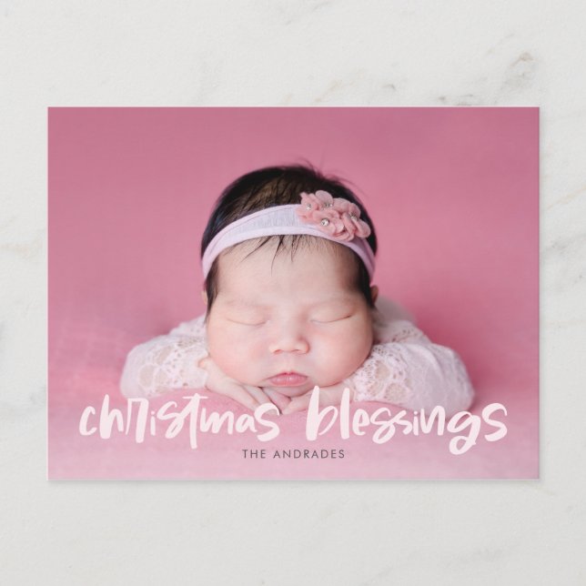 Family Christmas Photo Simple Modern Cute Children Holiday Postcard (Front)