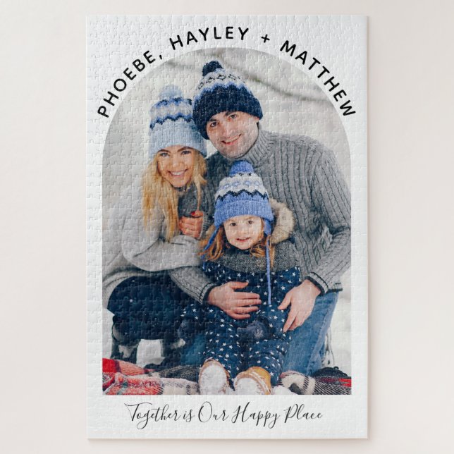 Family Christmas Photo Together is Our Happy Place Jigsaw Puzzle (Vertical)