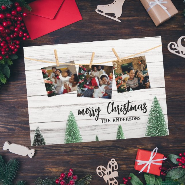 Family Christmas photos rustic card (Creator Uploaded)