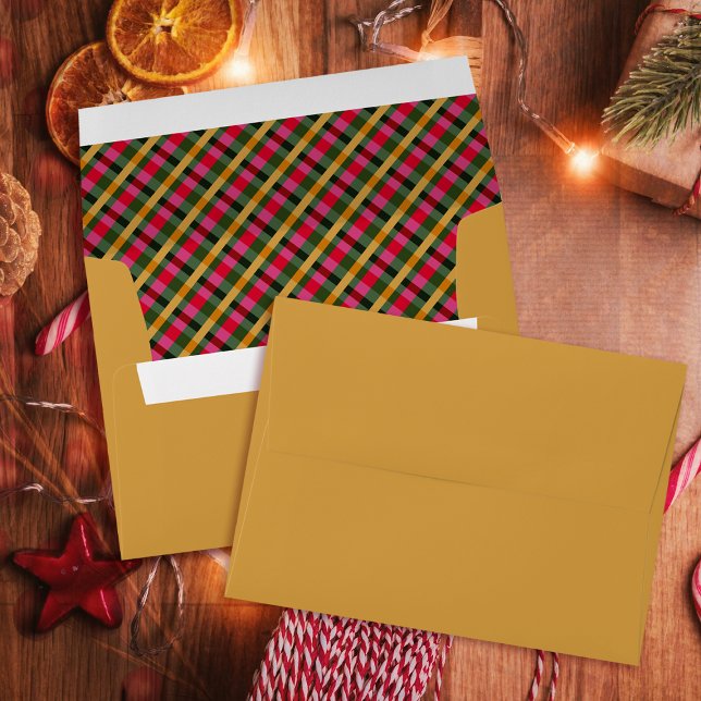 Family Christmas Plaid Gold Envelope (Creator Uploaded)