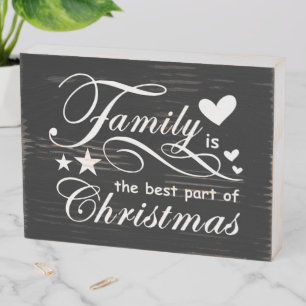 Family Christmas Quote Rustic Chalkboard Wooden Box Sign