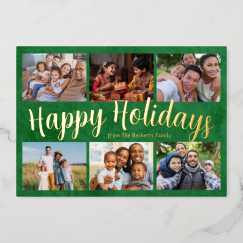 Family Christmas Real Foil Happy Holidays Card