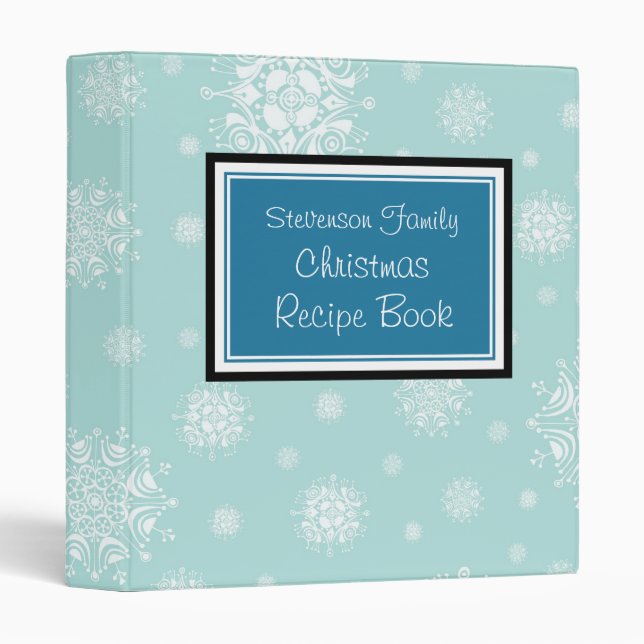 Family Christmas Recipe Binder Blue Snow (Front/Spine)