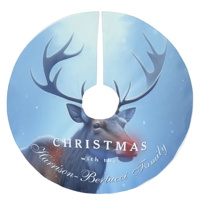 Family Christmas Reindeer Winter Wonderland  Brushed Polyester Tree Skirt (Front)