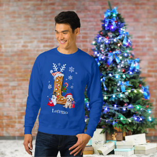 Family Christmas Santa Gingerbread Alphabet L Mens Sweatshirt