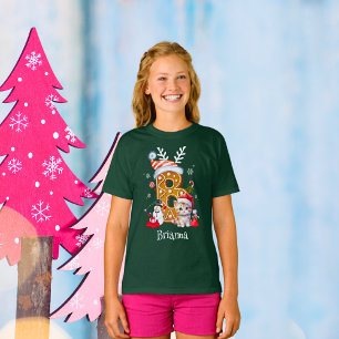 Family Christmas Santa Gingerbread Letter B Girl T-Shirt