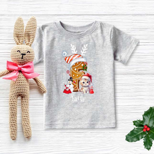 Family Christmas Santa Gingerbread Letter F Girl  Baby T-Shirt (Creator Uploaded)