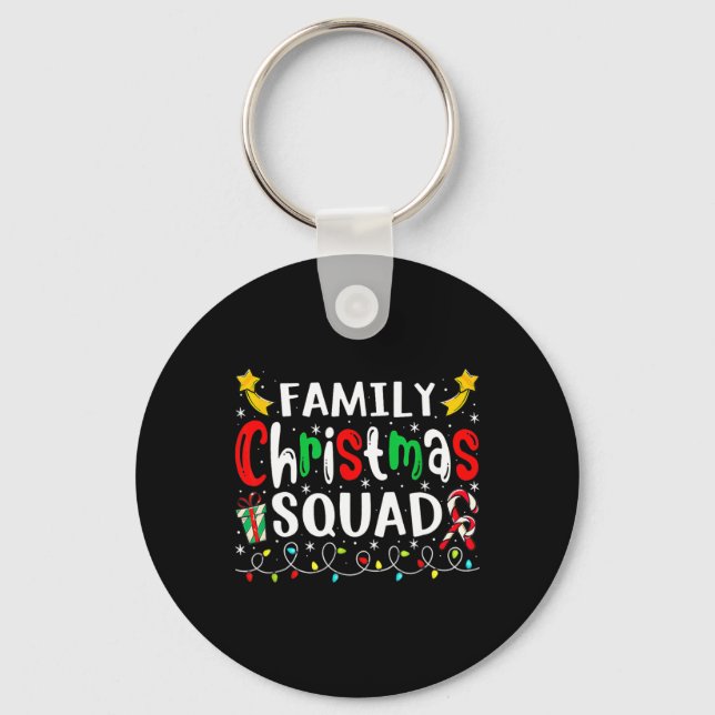Family Christmas Santa Hat Crew Fun Women Men Paja Keychain (Front)