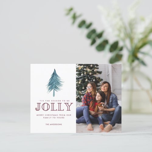 Family Christmas Season to Be Jolly Photo  Holiday Postcard