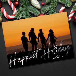 Family Christmas Silver Photo Foil Holiday Card