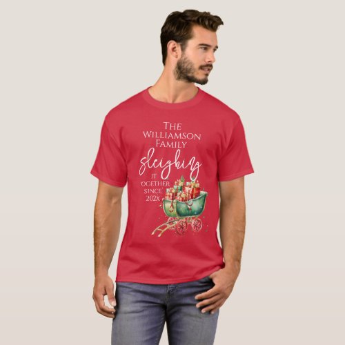 Family Christmas Sleighing It Together T_Shirt