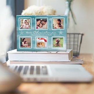 Family Christmas Snowflakes Photo Collage Block