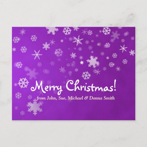 Family Christmas snowflakes purple Holiday Postcard
