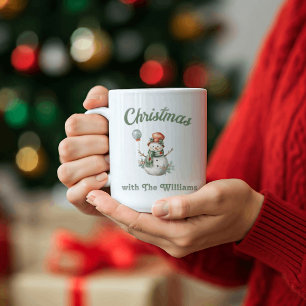 Family Christmas Snowman Family Name Coffee Mug