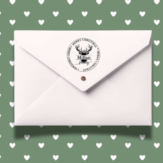 Family Christmas Split Monogram theme Self-inking Stamp ( Make every card and gift extra special this festive season!)