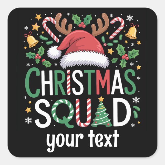 Family Christmas Squad Personalized 2025 Matching  Square Sticker (Front)